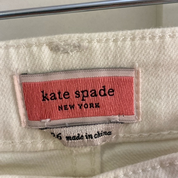 White wide-leg Kate spade jeans with gold buttons and detailing - Picture 1 of 2